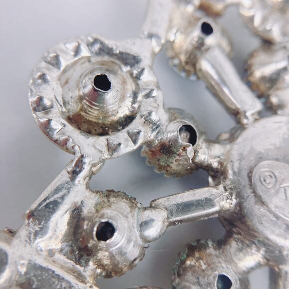 VTG KJL Kenneth Lane Snowflake Brooch AB Striped Blue Rhinestone Silver-tone 60s - Picture 8 of 8